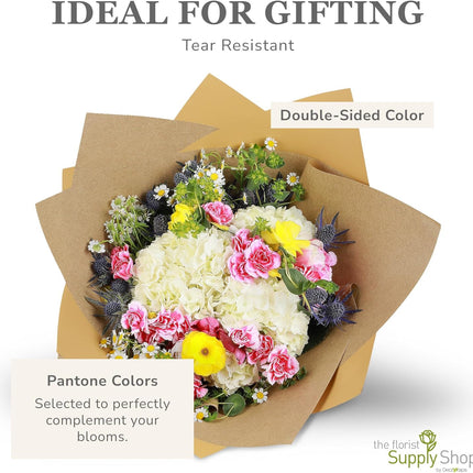 20 Sheets Premium Flower Wrapping Paper | Waterproof Flower Wrapping Paper for Bouquets | Double Sided Floral Bouquet Sheets | DIY Gifts Colorblend Kraft Look.