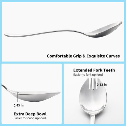 Sporks, 8-Pack Food-grade Stainless Steel Sporks, 7.4 Inches Long Handle Salad Forks For Dessert, Ice Cream, Salad, Soup, Noodle, Spaghetti, Dishwasher Safe.