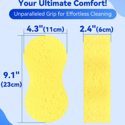5-Pack Car Wash Sponges, 9.1" x 4.3" x 2.4" Large Sponges, Extra Thick Foam Kit for All-Purpose Cleaning, Ideal Washing Sponges for Kitchen, Bathroom, Household.