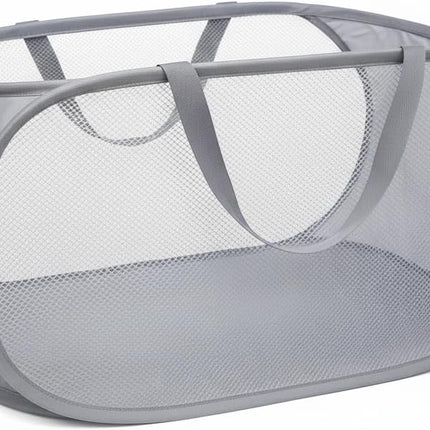 Upgraded Collapsible Laundry Baskets, Durable Pop Up Laundry Hamper, 4th Generation Mesh Laundry Bags with Reinforced Handles & Side Pocket for Laundry, Home Storage, Bathroom, Travel, Dorm.