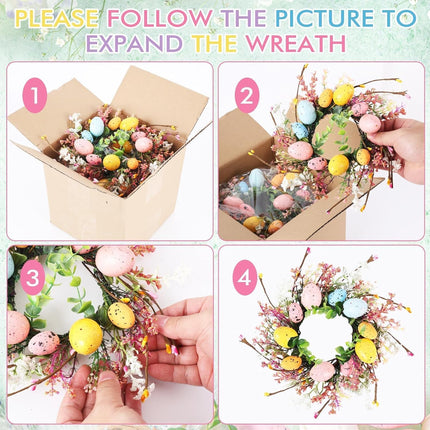 6 Pcs Easter Egg Candle Rings Wreaths Mini Artificial Spring Easter Egg Berry Wreath for Front Door Hanging Kitchen Cabinet Wreath with Ribbon for Porch Wall Window Farmhouse Decor.