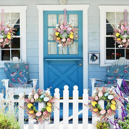 6 Pcs Easter Egg Candle Rings Wreaths Mini Artificial Spring Easter Egg Berry Wreath for Front Door Hanging Kitchen Cabinet Wreath with Ribbon for Porch Wall Window Farmhouse Decor.