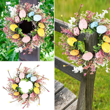 6 Pcs Easter Egg Candle Rings Wreaths Mini Artificial Spring Easter Egg Berry Wreath for Front Door Hanging Kitchen Cabinet Wreath with Ribbon for Porch Wall Window Farmhouse Decor.
