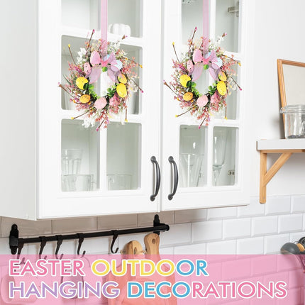 6 Pcs Easter Egg Candle Rings Wreaths Mini Artificial Spring Easter Egg Berry Wreath for Front Door Hanging Kitchen Cabinet Wreath with Ribbon for Porch Wall Window Farmhouse Decor.