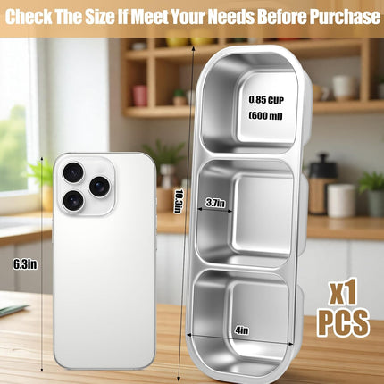 Stainless Steel Snack Containers - Reusable 3 Compartment Snackle Box Container with Lids for Kids Adults, Divided Snack Food Storage Containers for School, Home, Travel.