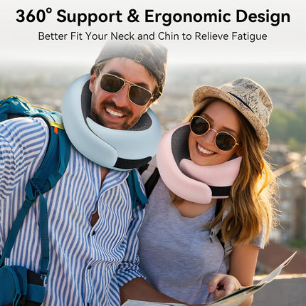 Travel Pillow, 100% Pure Memory Foam Neck Pillow for Airplanes, Comfortable Breathable Cover, Travel Essentials for Plane, Car, Train and Home, Gray.