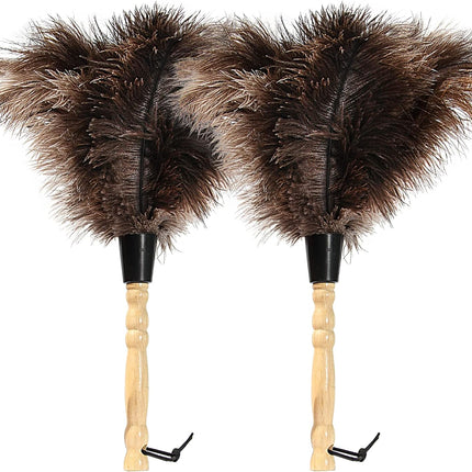 Ostrich Feather Duster 14 inch Feather Duster Fluffy Natural Genuine Ostrich Feathers with Wooden Handle and Eco-Friendly Reusable Handheld Ostrich Feather Duster for Cleaning Supplies.