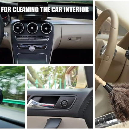 Ostrich Feather Duster 14 inch Feather Duster Fluffy Natural Genuine Ostrich Feathers with Wooden Handle and Eco-Friendly Reusable Handheld Ostrich Feather Duster for Cleaning Supplies.