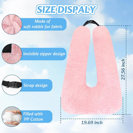 Travel Pillow, Car Pillow for Kids & Adults - Ergonomic Travel Pillows Sleeping Aid for Neck & Body Support, Car Travel Essentials Pillow on Road Trips-Pink.