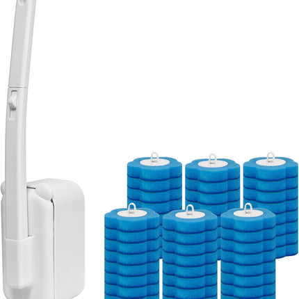 Disposable Toilet Brush with 48 Refills,Toilet Cleaning Supplies,Toilet Wand Brush Starter Kit,Wall Mounted Toilet Bowl Cleaner Brush with Holder for Bathroom Deep Cleaning & Hygiene (White).