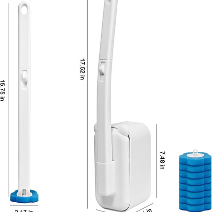 Disposable Toilet Brush with 48 Refills,Toilet Cleaning Supplies,Toilet Wand Brush Starter Kit,Wall Mounted Toilet Bowl Cleaner Brush with Holder for Bathroom Deep Cleaning & Hygiene (White).