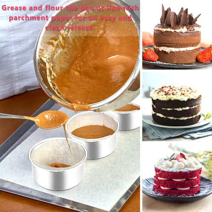 4 Inch Small Cake Pan Set of 3, Stainless Steel Mini Round Smash Cake Baking Pans, Non-Toxic & Healthy, Mirror Finish & Dishwasher Safe.