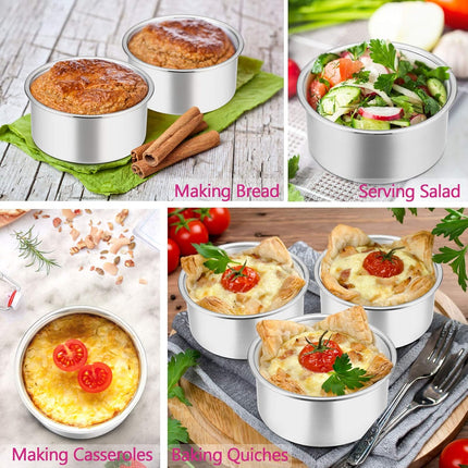 4 Inch Small Cake Pan Set of 3, Stainless Steel Mini Round Smash Cake Baking Pans, Non-Toxic & Healthy, Mirror Finish & Dishwasher Safe.