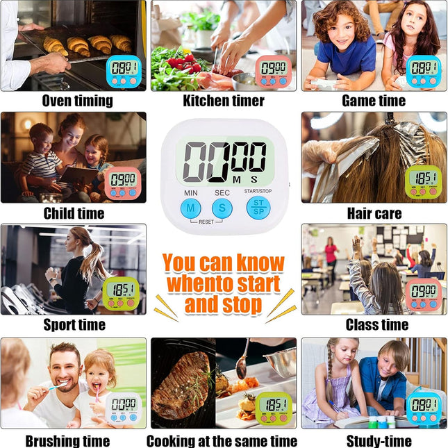 4-Piece Multi-Function Electronic Timer, Learning Management, Suitable for Kitchen, Study, Work, Exercise Training, Outdoor Activities(not Including Battery)..