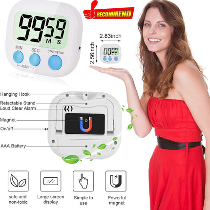 4-Piece Multi-Function Electronic Timer, Learning Management, Suitable for Kitchen, Study, Work, Exercise Training, Outdoor Activities(not Including Battery)..