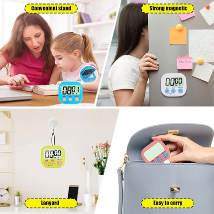 4-Piece Multi-Function Electronic Timer, Learning Management, Suitable for Kitchen, Study, Work, Exercise Training, Outdoor Activities(not Including Battery)..