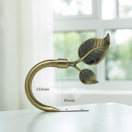 Leaf Shaped Curtain Tieback Holdbacks 2pcs, Handmade Metal Curtain Side Holders for Wall, Curtain Hook Pull Backs for Drapes Window Decoration (Antique Brass).