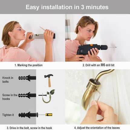 Leaf Shaped Curtain Tieback Holdbacks 2pcs, Handmade Metal Curtain Side Holders for Wall, Curtain Hook Pull Backs for Drapes Window Decoration (Antique Brass).
