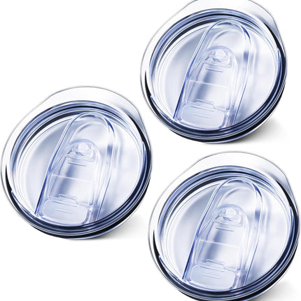 3 Pack 20oz Skinny Straight Body Stainless Steel Tumbler Replacement Lid，Spill Proof Splash Resistant Silicon Sliding cover for 2.76inch mouth，Straw Friendly for work, travel and Daily Life.