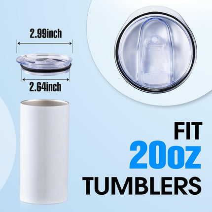 3 Pack 20oz Skinny Straight Body Stainless Steel Tumbler Replacement Lid，Spill Proof Splash Resistant Silicon Sliding cover for 2.76inch mouth，Straw Friendly for work, travel and Daily Life.
