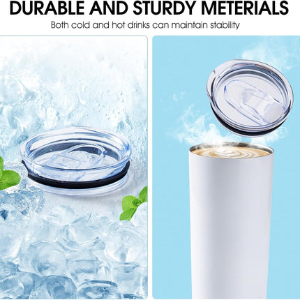 3 Pack 20oz Skinny Straight Body Stainless Steel Tumbler Replacement Lid，Spill Proof Splash Resistant Silicon Sliding cover for 2.76inch mouth，Straw Friendly for work, travel and Daily Life.