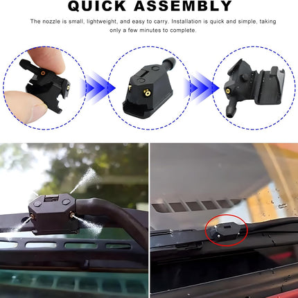 4 PCS Front Windshield Washer Nozzles, 4 Holes Car Windshield Washer Wiper Arm Sprayer, Auto Left Right Windshield Washer Squirter Nozzle Replacement, Universal Vehicle Accessories (4 PCS).