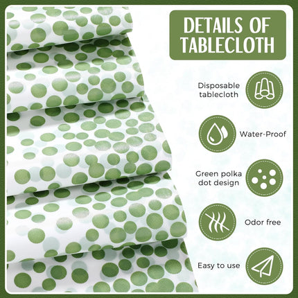 16 Pcs White and Sage Green Disposable Plastic Tablecloths and Satin Table Runner Set 54x108 Inch Tablecloth 12x108 Inch Table Runners for New Year Wedding Birthday Baby Shower Graduation.