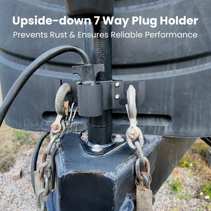 Aluminum Trailer Towing Chain Organizer with 7-Way Plug Holder- Heavy-Duty RV Tongue Jack Accessories.