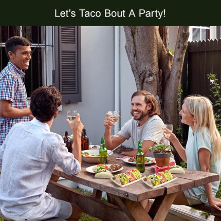24PCS Disposable Taco Holders for Party, Premium Paper Taco Plates with 3 Dividers, Fiesta Tacos Holder Tray for Taco Tuesday Bar Serving Set, Decorations Supplies.