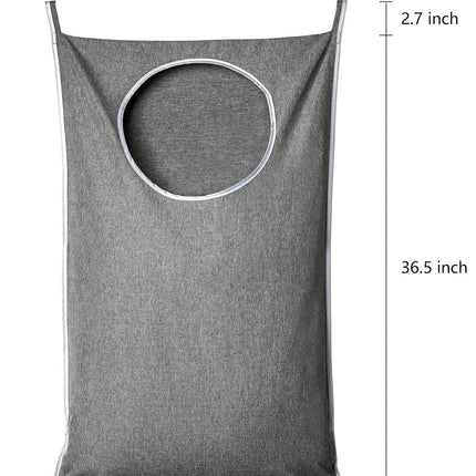 XL Hanging Laundry Hamper, Extra Large Tear-resistance Door Hamper with 2 Types Hooks for Dirty Clothes, Save Bathroom Space Hanging Laundry Bag (36.5x 22 Inch,Grey).