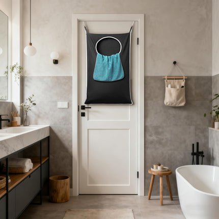 2 Pack XL Hanging Laundry Hamper, Extra Large Tear-Resistant Door Organizer with 2 Hook Types, Space-Saving Laundry Bag (36.5" x 22", Black).