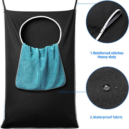 2 Pack XL Hanging Laundry Hamper, Extra Large Tear-Resistant Door Organizer with 2 Hook Types, Space-Saving Laundry Bag (36.5" x 22", Black).