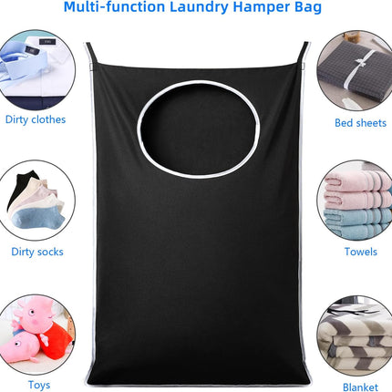 2 Pack XL Hanging Laundry Hamper, Extra Large Tear-Resistant Door Organizer with 2 Hook Types, Space-Saving Laundry Bag (36.5" x 22", Black).