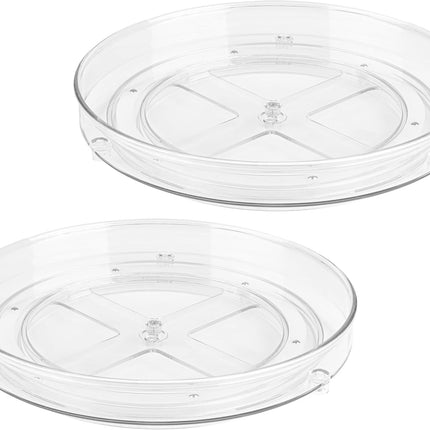 Clear Lazy Susan Organizer (Pack of 2) 9 Inch Turntable for Kitchen, Pantry, Fridge, Bathroom, and Vanity Countertops, Acrylic Rotating Organizer.
