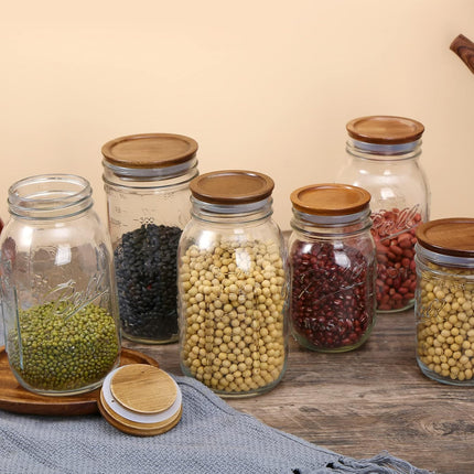 12 Pack Wide Mouth Mason Jar Lids, Reusable Canning Lids with Wooden and Silicone Seals - Perfect for Canning and Preserving in Mason Jars, Brown (12PCS Wide Lids).