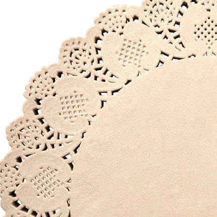 Paper Placemats - 12-Inch Round, Brown, 250 Count - Disposable Placemats & Lace Doilies - Paper Chargers for Dinner Plates - Tea Party Decorations & Wedding Table Decor.