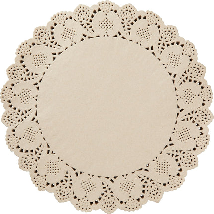 Paper Placemats - 12-Inch Round, Brown, 250 Count - Disposable Placemats & Lace Doilies - Paper Chargers for Dinner Plates - Tea Party Decorations & Wedding Table Decor.