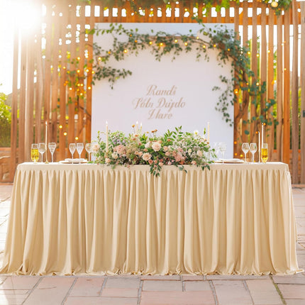 2 Pack Champagne Rectangle Table Clothes for 6 Foot Tables, Polyester Fitted Tablecloths 6t Stretch Table Cover for Wedding, Birthday, Parties, Trade Show, Craft Show.