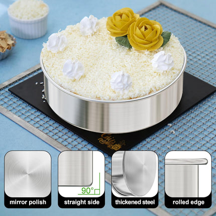 8 Inch Cake Pan Set of 2, Nonstick Stainless Steel Round Layer Cake Baking Pans with 100PCS Parchment Papers, Circle Cake Pan Tins for Birthday Christmas, Non-Toxic & Healthy, Dishwasher Safe.