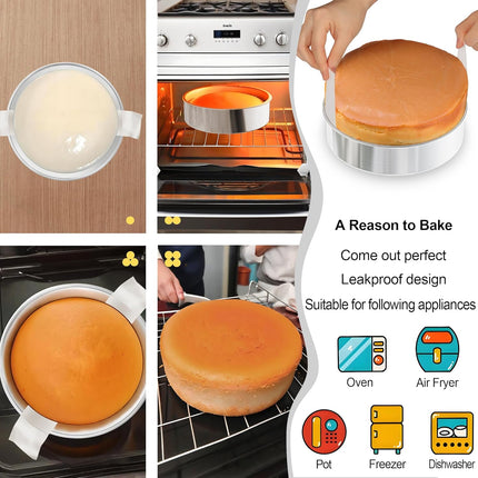 8 Inch Cake Pan Set of 2, Nonstick Stainless Steel Round Layer Cake Baking Pans with 100PCS Parchment Papers, Circle Cake Pan Tins for Birthday Christmas, Non-Toxic & Healthy, Dishwasher Safe.