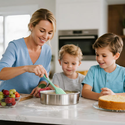 8 Inch Cake Pan Set of 2, Nonstick Stainless Steel Round Layer Cake Baking Pans with 100PCS Parchment Papers, Circle Cake Pan Tins for Birthday Christmas, Non-Toxic & Healthy, Dishwasher Safe.