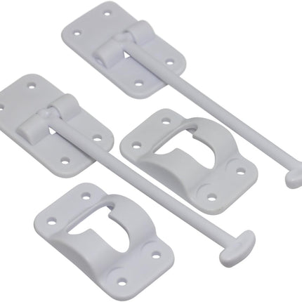 2 Pack: RV T-Style Door Holder Catch 6" for Latch Holder Camper Trailer Cargo Hatch White.