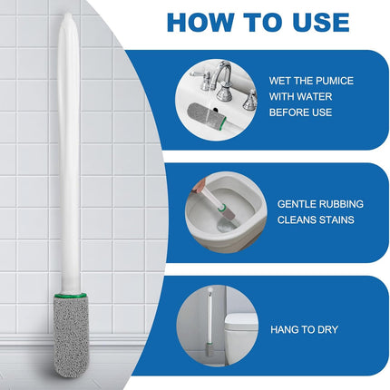 Pumice Stone Toilet Bowl Cleaner with Handle, 1 Wand + 6 Pumice Stones, Clean Hard Water Stains and Rust, Suitable for Toilets, Sinks, and Grills.