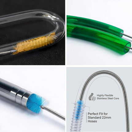 67" Flexible Drain Brush Set, Double Ended Long Hose Pipe Cleaner with 2 Pcs 8.2" Straw Cleaning Brushes, Nylon Tube Cleaner Tool for Refrigerator Defrost, Aquarium Filter, Sink Drain.