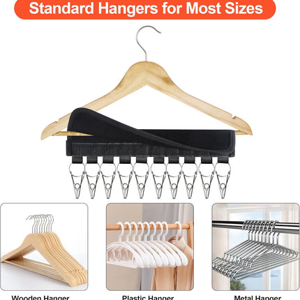 Hat Rack for Baseball Caps Hat Organizer Holder for Hanger & Room Closet Display, 2Pack 10 Hat Storage Clips for Hang Ball Caps Beanie, for Men Gift, Not Including Hangers & Hats (2PC Black).