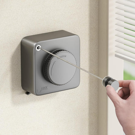 Retractable Clothesline Indoor, Non-Sagging Outdoor Clothes Line Retracting Heavy Duty Clothes Drying Laundry Line Wall Mounted Stainless Steel Line-15.1 Feets(Square-Gray).