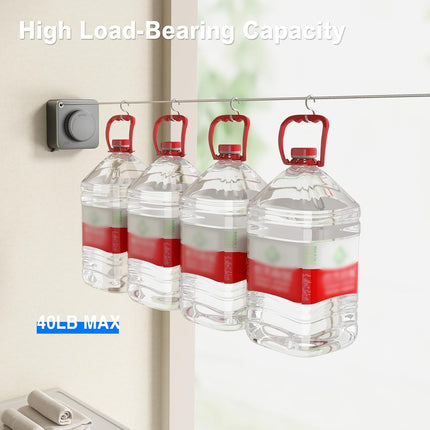 Retractable Clothesline Indoor, Non-Sagging Outdoor Clothes Line Retracting Heavy Duty Clothes Drying Laundry Line Wall Mounted Stainless Steel Line-15.1 Feets(Square-Gray).