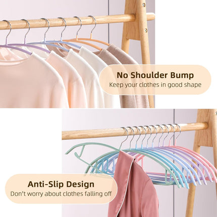 Clothes Hanger 14 Pack, Sweater Hangers No Shoulder Bump, 16.5 inch Wide Heavy Duty Coat Hangers for Closet, Non Slip PVC-Coating Metal Hangers for Sweaters,Suits,Dresses,Jackets,Pants,Shirt.