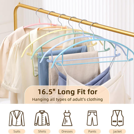 Clothes Hanger 14 Pack, Sweater Hangers No Shoulder Bump, 16.5 inch Wide Heavy Duty Coat Hangers for Closet, Non Slip PVC-Coating Metal Hangers for Sweaters,Suits,Dresses,Jackets,Pants,Shirt.