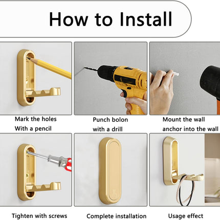 4PCS Folding Coat Hooks, Heavy Duty Wall Hooks Made of Zinc Alloy, Foldable Gold Wall Hooks for Hanging Coats, Scarves, Hats, Bathrobes, Keys, Bags (Gold).
